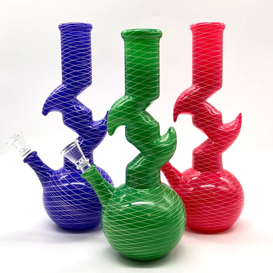 9.5" Zig-zag Designed Bong - Assorted Color [PIP651]
