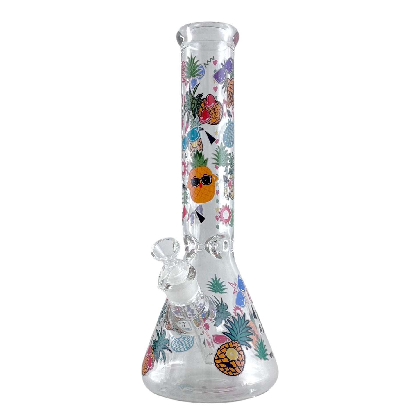 14" Glass Beaker Bong – 7mm Thick with Sticker Art Designs