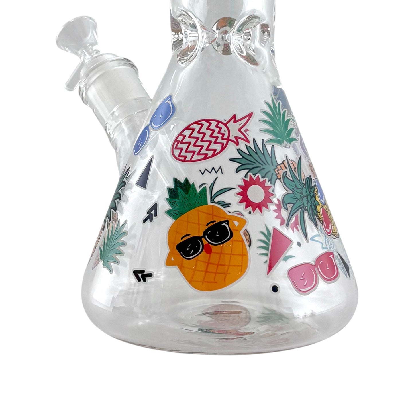 14" Glass Beaker Bong – 7mm Thick with Sticker Art Designs