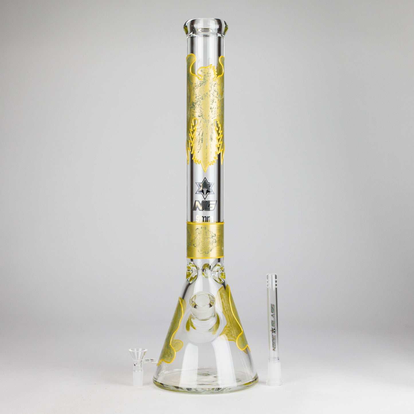 NG | 18" 9mm Metallic Eagle and Skull Beaker [L745]