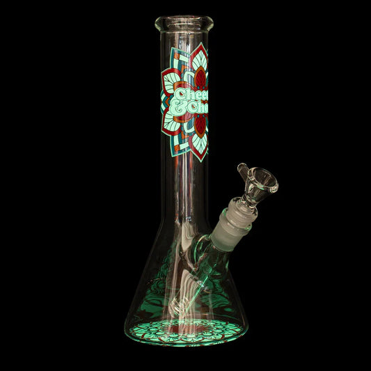 Cheech & Chong® Glass | 10" Mandala Glow in the Dark Beaker (CC174)