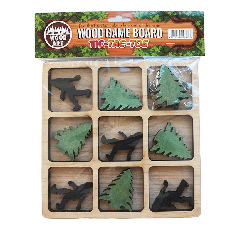 Wood Black Big foot & Pine tree Tic Tac Toe Game, Hand Crafted [CD-4528]