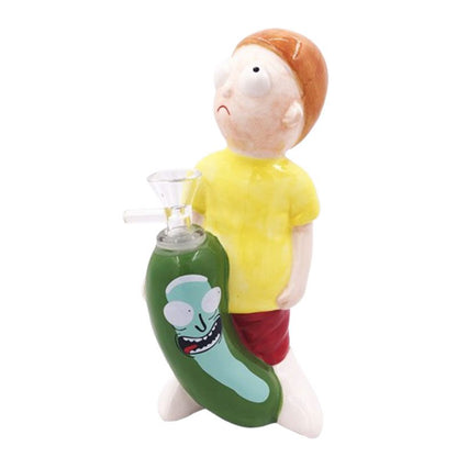 7.75″ Vintage Hippie Boy Ceramic Bong – Cartoon-Inspired Fun Design [ES085WP]