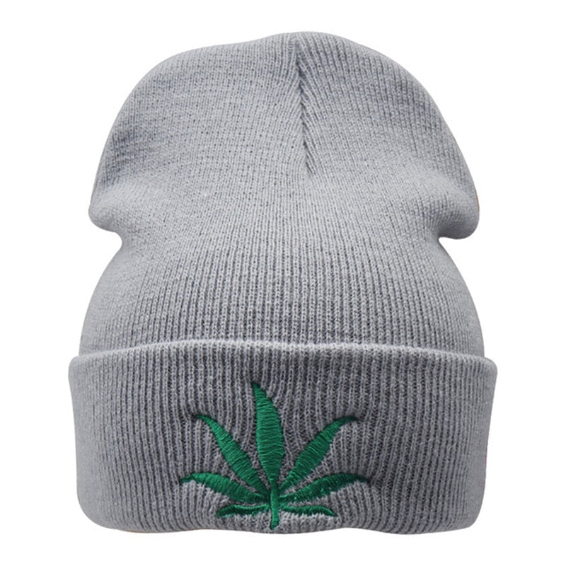 New Men Women Winter Weed Leaf Beanie Hats Warm Hip Hop Punk Knitting Winter Hat For Women Autumn Woolen Cap Skullies Black Hat