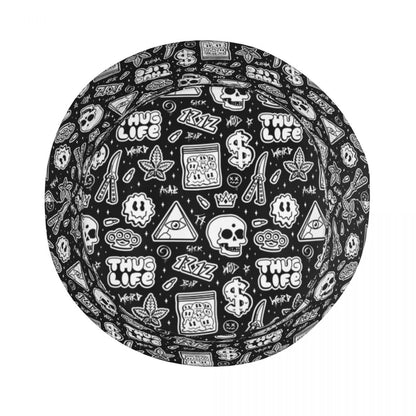 Hot Summer Headwear Thug Life Weed Skull Street Graffiti Style Stuff Bucket Hats Casual Sun Hat Panama Hat Foldable Fishing Cap