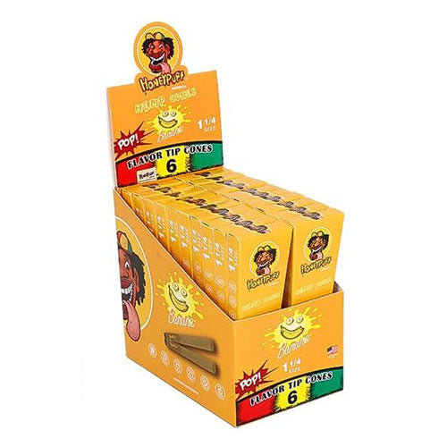 Honeypuff | 1 1/4 Size Fruit flavor tip 6pk Hemp cones Box of 20