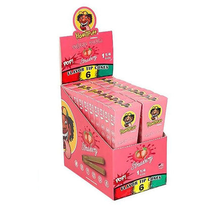 Honeypuff | 1 1/4 Size Fruit flavor tip 6pk Hemp cones Box of 20